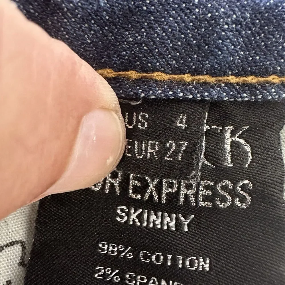 Rerock for Express Woman's Distressed Skinny Selvedge‎ Denim Jeans Size 4 30x32